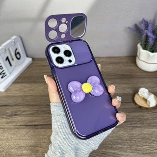 Gương lật nơ và hoa đẹp Thích hợp cho Apple 14promax Cặp đôi 13 Vỏ điện thoại 11 / 12 Mới 14pro Nữ XR Cao cấp 7 / 8p Silicone