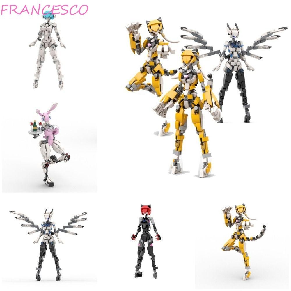 Francesco Bunny Girls Building Block Set, Robot Bunny Girls With Movable Joints Female Angel Robot Bricks Toy, Phim hoạt hình MOC Mobile Suit Girl Mecha Cha mẹ và Con cái Tập đi