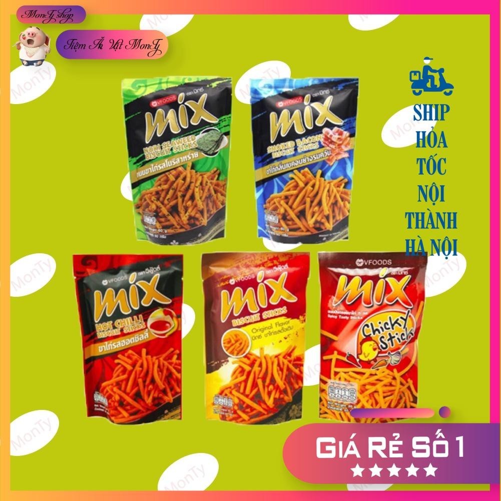 [ Tiệm ăn vặt MonTy ] Combo 5 gói Snack bim bim tăm que cay MIX Thái Lan gói lớn 60g