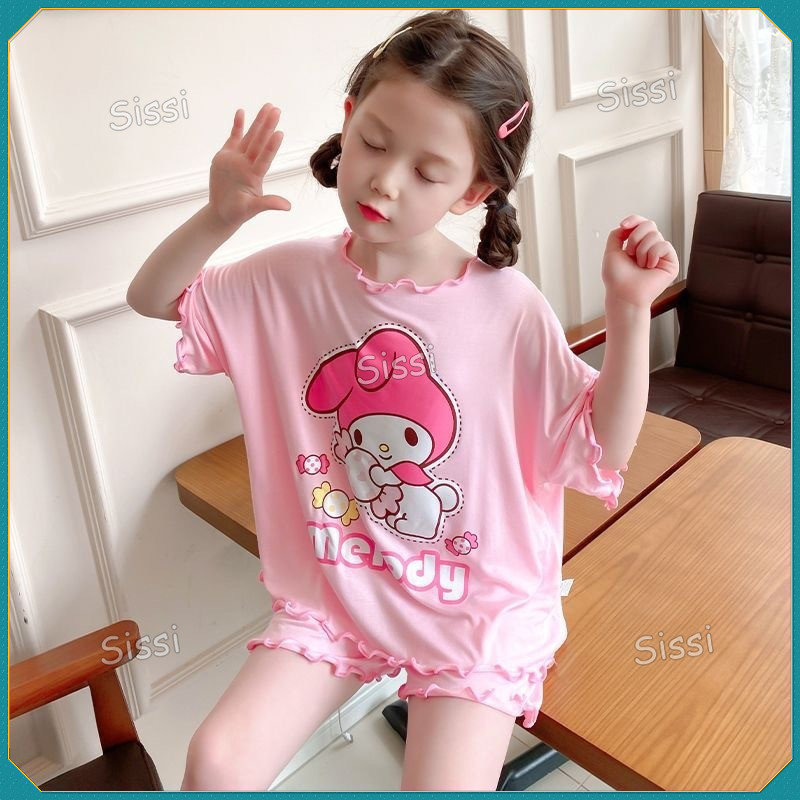 Hoạt Hình Giai Điệu Cinnamoroll Kuromi Đồ Ngủ Cho Trẻ Em Bé Gái 2 3 4 5 6 7 8 9 10 Tuổi Hoạt Hình Pyjama Lụa Chủ Đề Sinh Nhật Đảng Đồ Ngủ Trang Phục Trẻ Em Thường Ngày Ootd Home Quần Áo