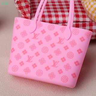 1 túi búp bê / túi xách nâu & hồng diy cho nhà búp bê / phụ kiện búp bê cho búp bê 30cm / quà tặng bé gái
