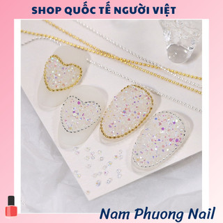 Dây bi dẹt bi tròn size nhỏ 0.8mm trang trí móng sợi 50cm