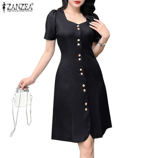 Váy dài tay bong bóng ngực đơn giản dành cho nữ ZANZEA