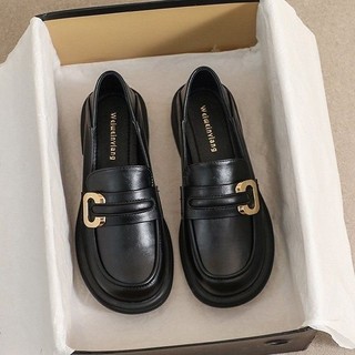 Phiên bản Hàn Quốc Giày lười đế dày Slip-On Retro Giày da nhỏ cổ điển, Giày đế dày đế mềm dành cho nữ