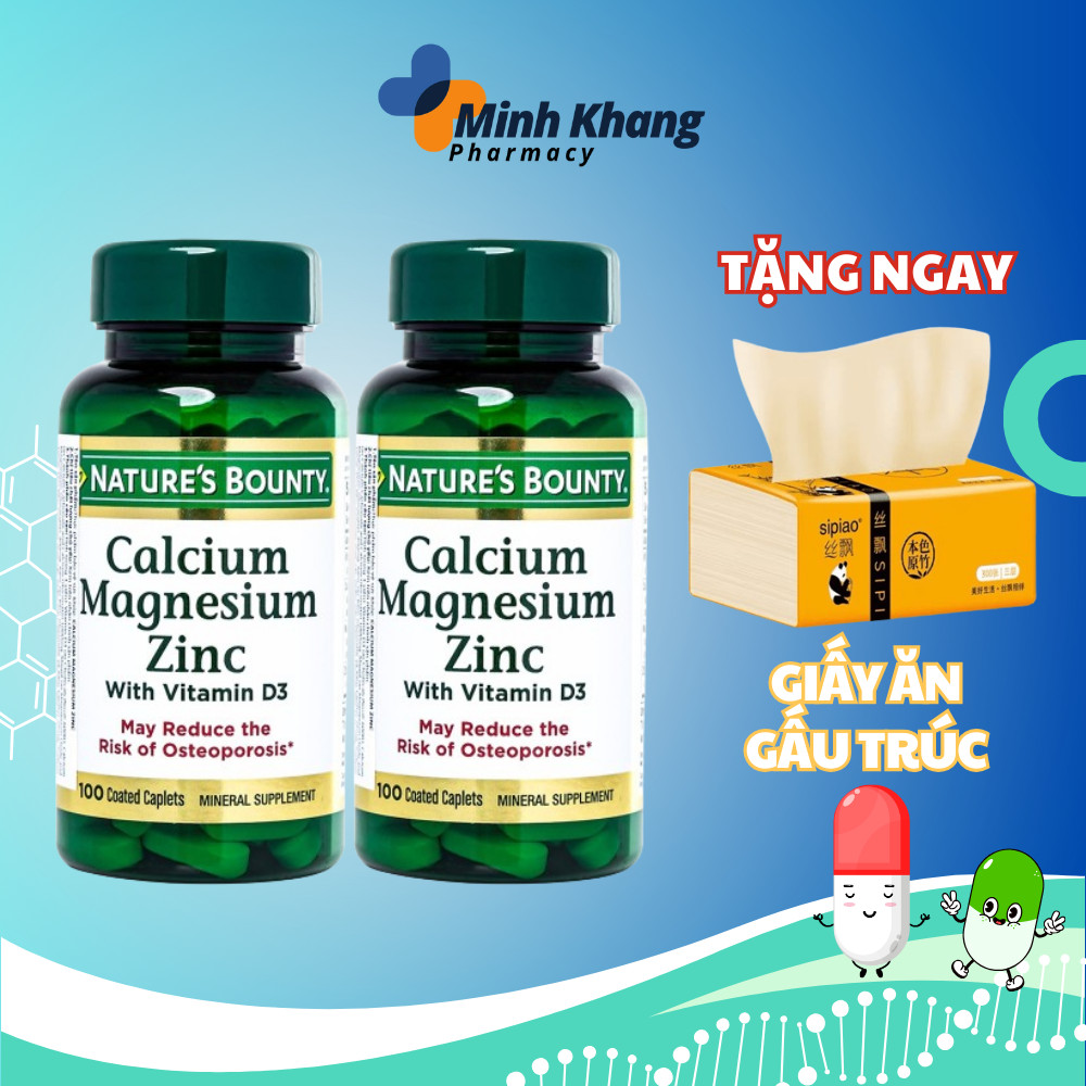Nature's Bounty Calcium Magnesium Zinc hỗ trợ chắc khỏe xương chai 100 viên