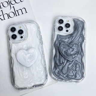 Trắng Đen Ngọc Trai Kem Keo Có Chân Đế Ốp Lưng Điện Thoại Cho Iphone 15 14 13 11 12 Pro Max Silicon Mềm Bảo Vệ Toàn Diện Vỏ Chống Sốc 7 8 Plus X Xs Xr Xsmax