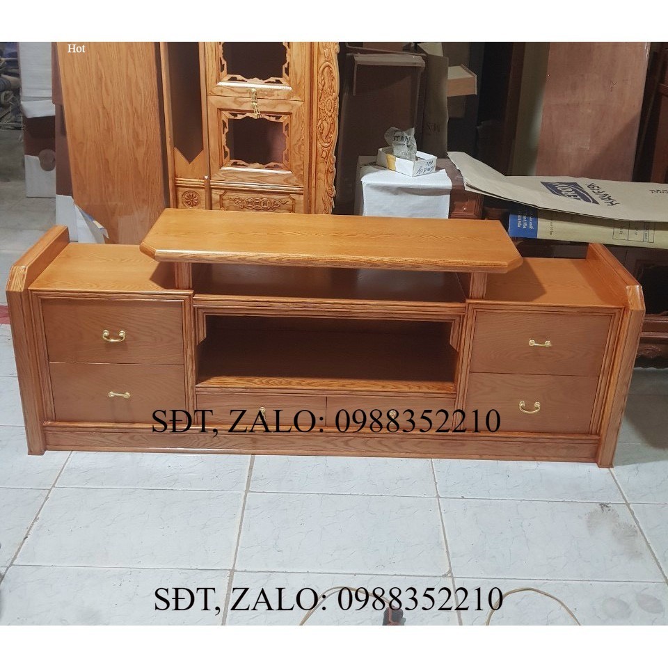 Kệ tivi kiểu mâm gỗ Sồi Nga