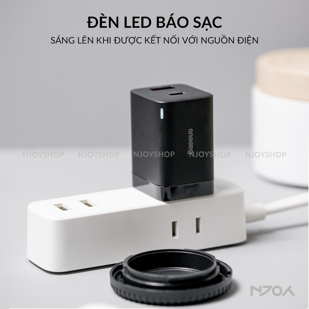 Củ Sạc Nhanh Siêu Nhỏ Baseus 30w Chân Gập 2 Cổng USB / Type C Hỗ Trợ Qc 3.0 Pd Cho Điện Thoại Máy Tính Bảng Njoyshop