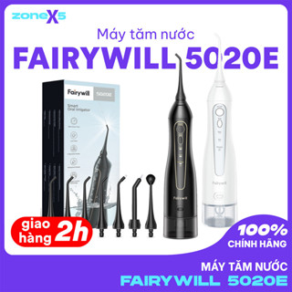 Máy tăm nước FAIRYWILL cầm tay 5020E có 8 đầu vòi thay thế với bể nước 300mL - Bình xịt vệ sinh răng miệng FAIRYWILL