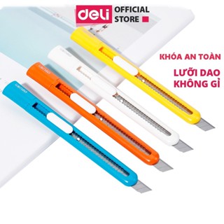 Dao Rọc Giấy Mini Nhỏ 80mm DELI - Lưỡi Dao Thép SK5 Không Gỉ Sắc Bén Độ Cứng Cao Bền Bỉ Dụng Cụ Thiết Bị Văn Phòng