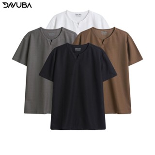 Áo thun Waffle cổ V DAVUBA nam nữ cộc tay SM066
