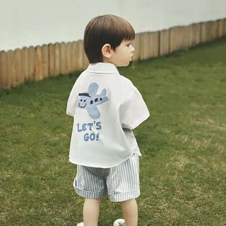 [Ưu đãi đặc biệt] Bộ đồ mùa hè cho bé trai Áo sơ mi ngắn tay mùa hè phong cách mỏng bé trai phong cách Preppy Áo sơ mi trắng Quần áo hai mảnh