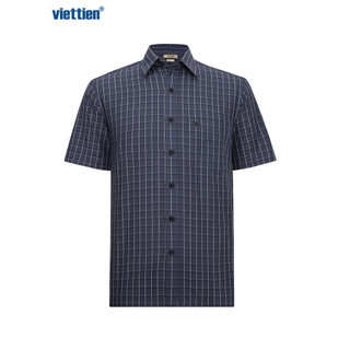 Sơmi ngắn tay lai ngang VIETTIEN SMART CASUAL vải sợi hoa hồng phom regular - 6S0842NR1/SNEZ