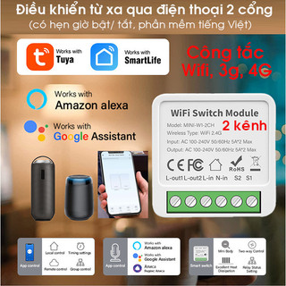 Công tắc wifi smart life 2 cổng - phiên bản tiếng việt, công tắc điều khiển từ xa