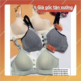 ( 40kg - 95kg ) Áo Ngực Bầu Và Sau Sinh Su Non Caro , Không Gọng, Chống Chảy Xệ Mềm Mại , Thoáng Khí Form Dễ Mặc 2003
