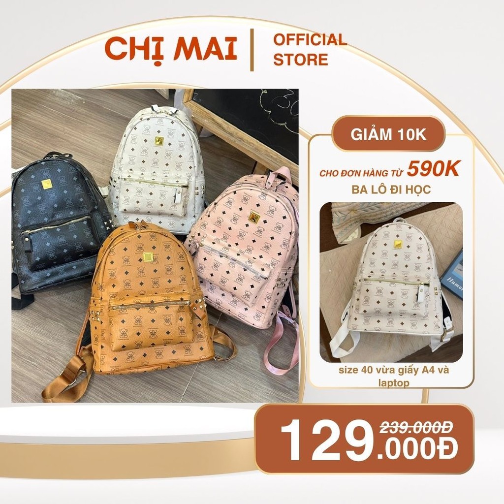 Balo gấu mác vuông KADINGXIONG bản quai to đựng vừa sách vở A4 đi học, đi chơi thời trang