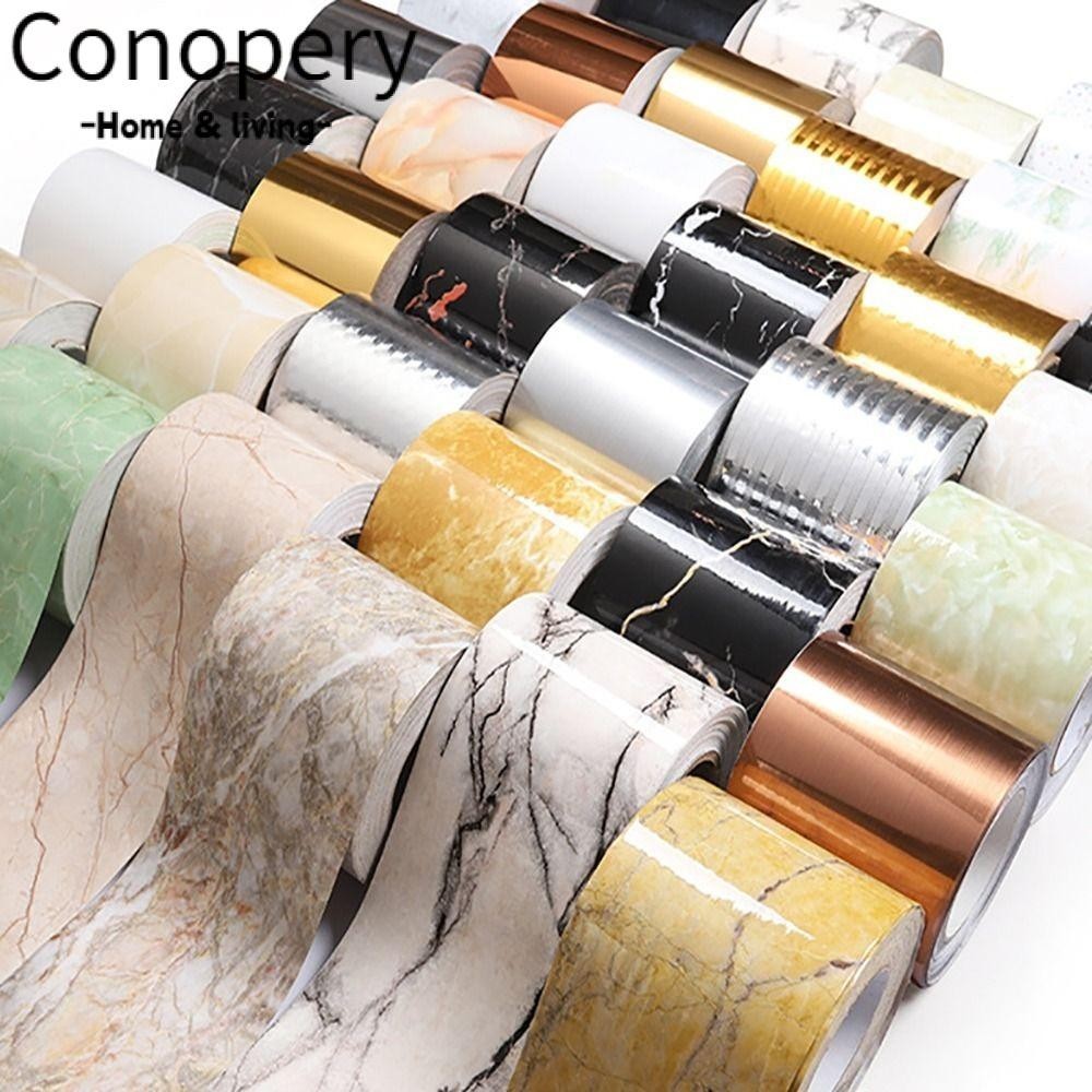Conopery Cuộn 10M / Cuộn Giấy Dán Viền Khung Cửa / Tường Bằng PVC Chống Thấm Nước Họa Tiết Vân Đá Cẩm Thạch