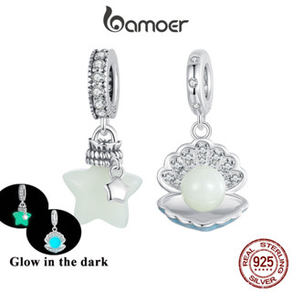 Hạt charm BAMOER SCC2749 bạc 925 sterling hình ngôi sao vỏ chai sáng lấp lánh dùng làm phụ kiện vòng tay