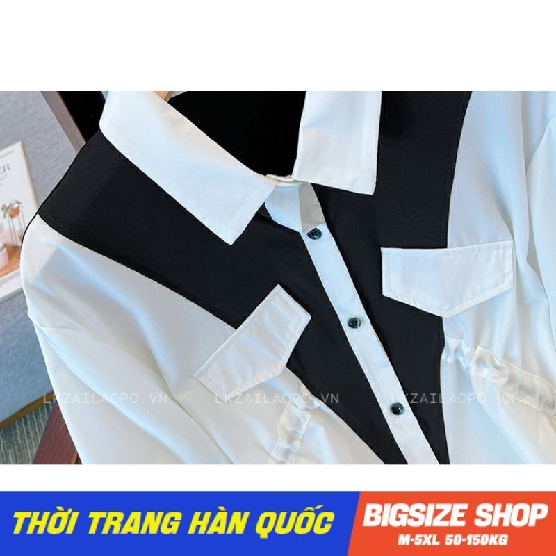 Áo sơ mi nữ tay ngắn Bigsize Áo kiểu tiểu thư form rộng có cổ che bụng mỡ ôm eo mùa hè Phong Cách hàn quốc đẹp Thanh Lịch cho nữ