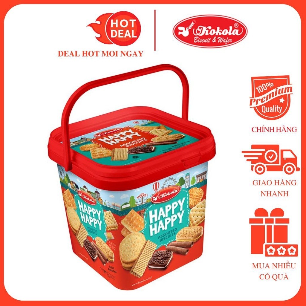 Bánh Quy Thập Cẩm Happy Kokola Hộp 700G - Nhập Khẩu Indonesia Chính Hãng MOONSHINE-FOODS