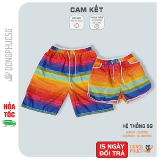 Quần đi biển nam nữ hội nhóm họa tiết nổi bật thiết kế short ngắn thoải mái vận động QDB03