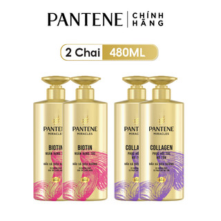 Combo 2 Chai Kem Xả PANTENE 3MM 3 Phút Diệu Kì 480ML Ngăn Rụng Tóc/ Chăm Sóc Hư Tổn