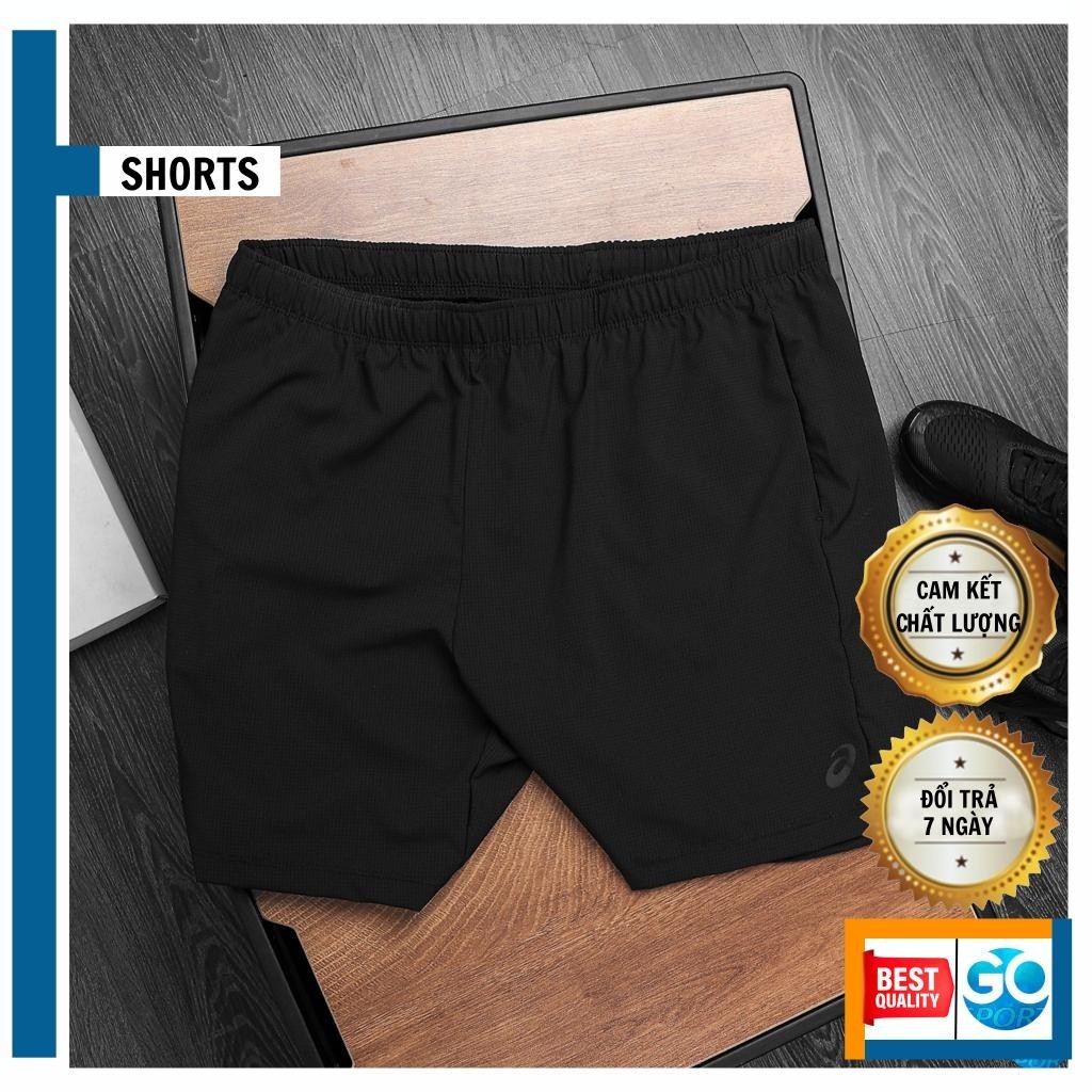 Quần short nam thể thao chí.nh hã.ng Asics vải dù nhẹ mát, thoáng khí, hỗ trợ tập gym, chạy bộ, vận động