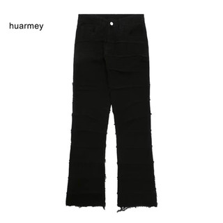 Huarmey burr edge quần jean đen slim fit quần dài nam hip hop rách denim jeans slim fit dạo phố quần