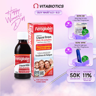 Siro Bổ Máu Vitabiotics FEROGLOBIN B12 Cung Cấp Sắt Hỗ Trợ Tăng Khả Năng Tạo Máu, Nâng Cao Sức Đề Kháng 200ml