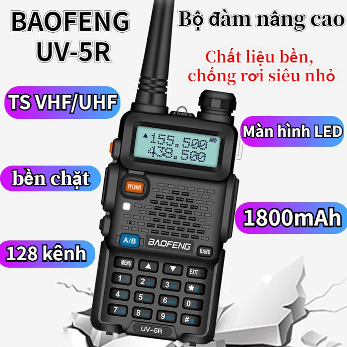 Baofeng UV-5R LED Screen Intercom, Max 15KM VHF UHF Capture, FM Listening - MrPhuKie