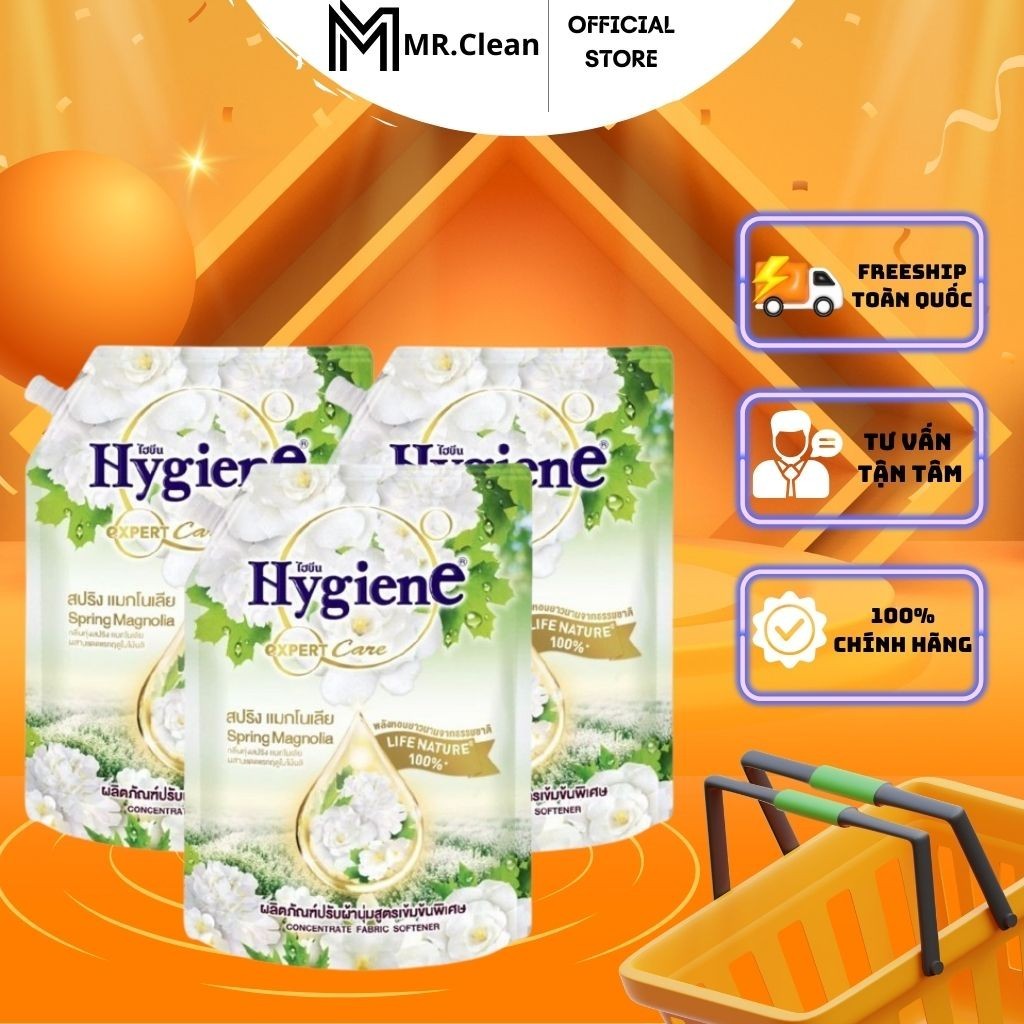 Combo 3 Nước Xả Vải Hygiene Thái Lan Giặt Xả Quần Áo Spring Magnolia Life Nature [Trắng] 1150ml .,