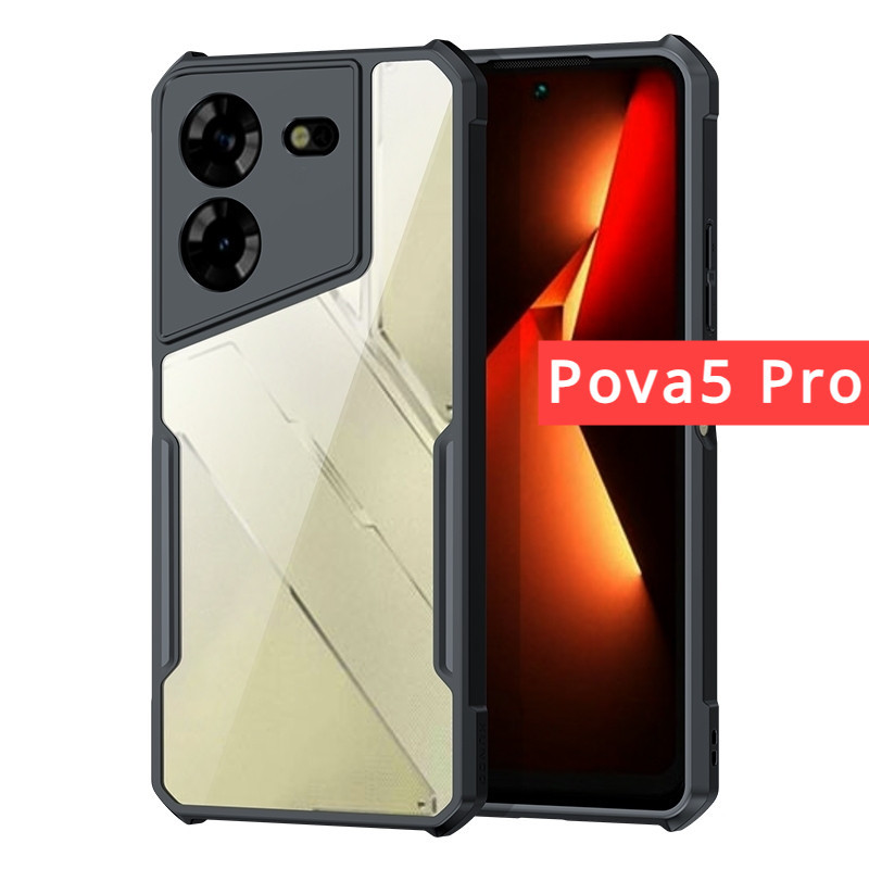 Dành Cho Tecno Pova 5 Pro 5Pro 6 2024 Ốp Điện Thoại Trong Suốt Pova5 Pova5Pro Pova6Pro Vỏ Acrylic Chống Sốc Bảo Vệ Ống Kính Máy Ảnh Khe Cắm Thẻ Silicon Ốp Lưng Mềm