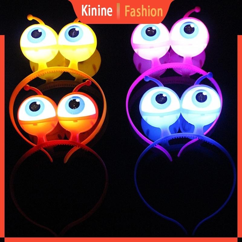 Kin Phát Sáng Nhãn Cầu Tóc Vòng Nhấp Nháy LED Sáng Lên Đầu Người Ngoài Hành Tinh Cho Đầu Boppers Cosplay Đảng Mũ Cho Halloween