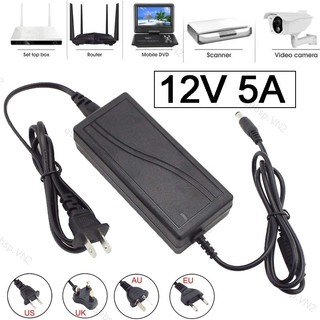 Ac 110v 220v sang dc 12v 5000ma bộ chuyển đổi nguồn điện bộ chuyển đổi bộ sạc chuyển đổi nguồn điện 5.5x2.5mm jack vn9b2