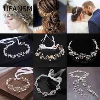 UFANSM kiện trang trí tóc hình lá đính ngọc trai nhân tạo dành cho cô dâu