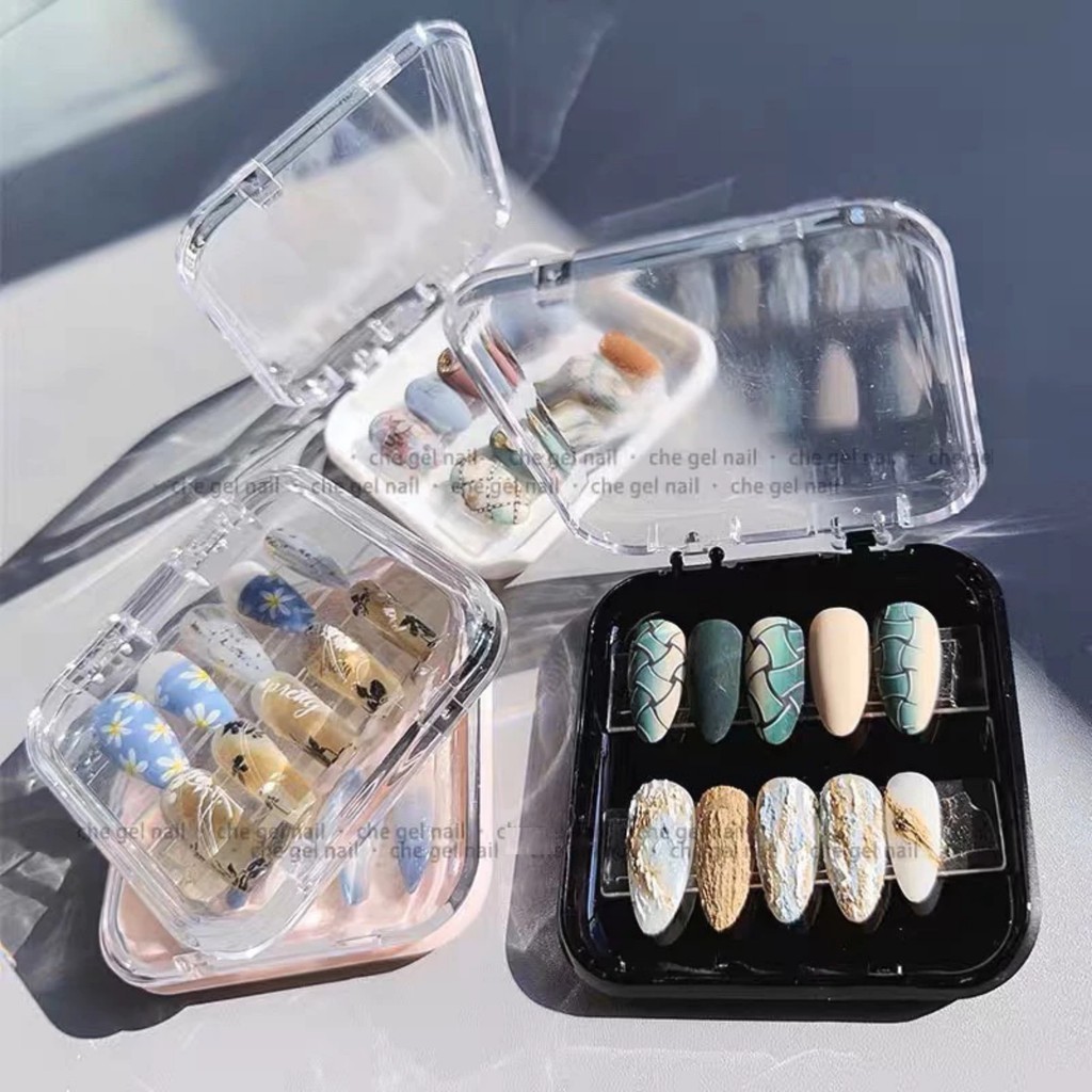hộp đựng nailbox, nail box đựng móng úp nailbox hộp trong suốt vuông chữ nhật - manh219 | BigBuy360 - bigbuy360.vn