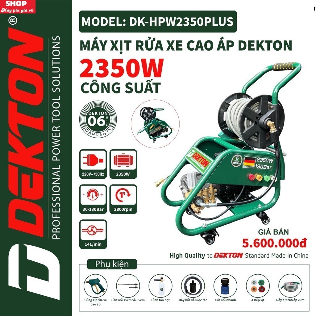 Máy Rửa Xe Dekton DK-HPW2350 plus - 2350W -  (Chuyên Nghiệp) . shop máy GP