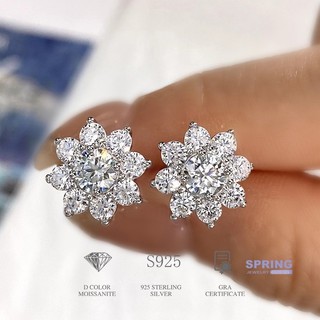 Moissanite bông tai bông tai 0.5ct * 2 chiếc full kim cương hoa bông tai cho nữ moissanite bông tai ins phong cách bông tai hoa