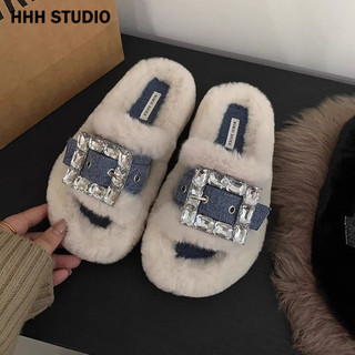 Hhh thiết kế dép lông thời trang giữ ấm di ra ngoai sanh dieu cao cap b90h239006m 36z230904