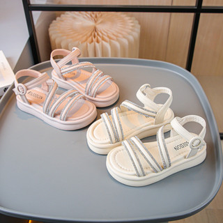 Dép Sandal Bé Gái 3 Quai Ngang Đính Đá Tag Khóa Tròn,Dép Đi Học Cho Bé Gái 3-10 Tuổi, Dép Xăng Đan Quai Hậu Trẻ Em Gái