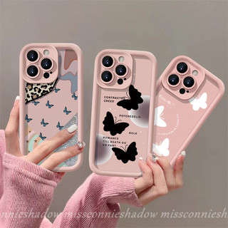 Cặp đôi Splice Romance Art Vintage Pink Butterfly Case Tương thích cho IPhone 7Plus 11 15 12 14 13 Pro MAX XR 15 7 8 6S Plus X XS MAX SE 2022 Phim hoạt hình Cặp đôi Mắt thiên thần Bìa mềm