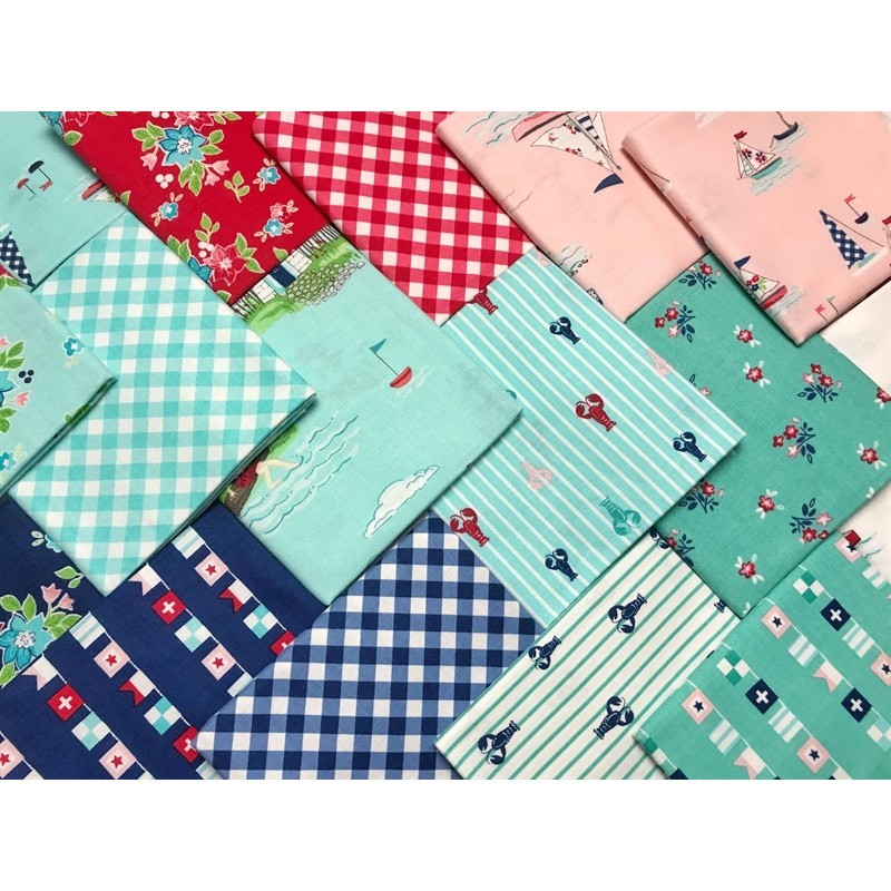 Bộ vải cắt sẵn Hexi Fabrics chủ để biển mỗi tấm 50x55 cm