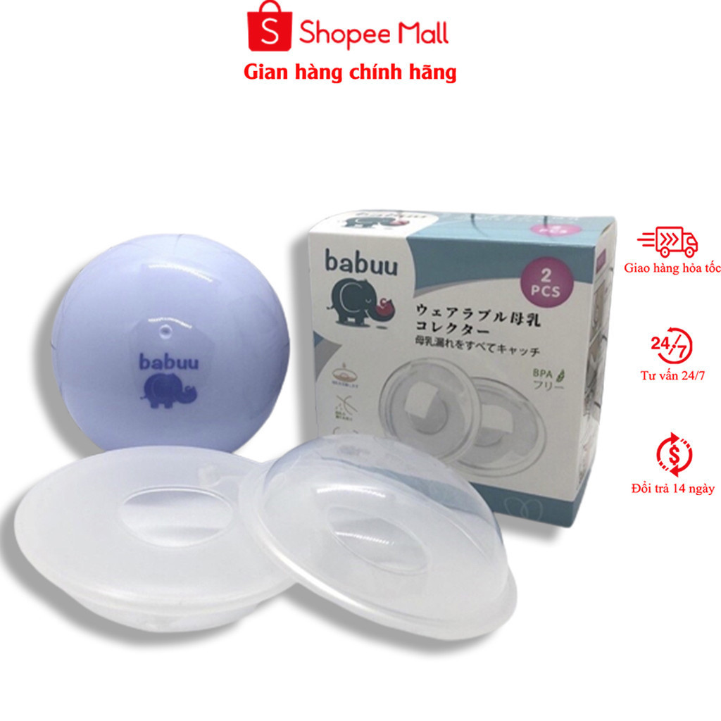 Hộp 2 dụng cụ hứng sữa Babuu Nhật Bản tiện lợi cho mẹ Kawaii Baby Shop