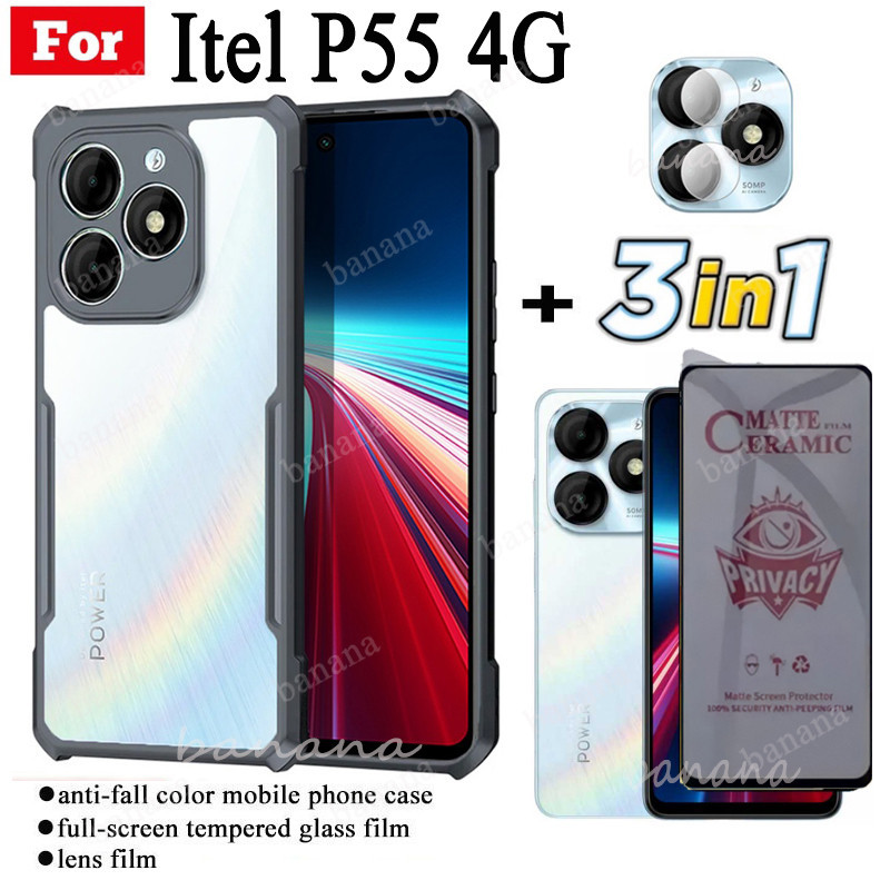 Ốp Điện Thoại Chống Sốc 3 Trong 1 Itel P55 4G P55 NFC Cho Itel P55 5G Power 55 Chống Gián Điệp Mềm G
