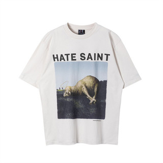 Saintmichael Thời Trang Đường Phố Nhật Bản Retro Thiên Thần Cừu In Chủ Đề Áo Thun Tay Ngắn