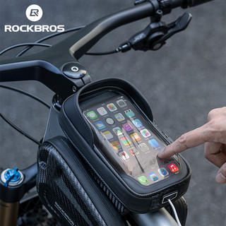 Rockbros xe đạp top túi ống vỏ cứng chống sốc dung tích lớn đa năng giá đỡ điện thoại màn hình 2 trong 1 khung cảm ứng túi ống phụ kiện đi xe đạp 1.3l