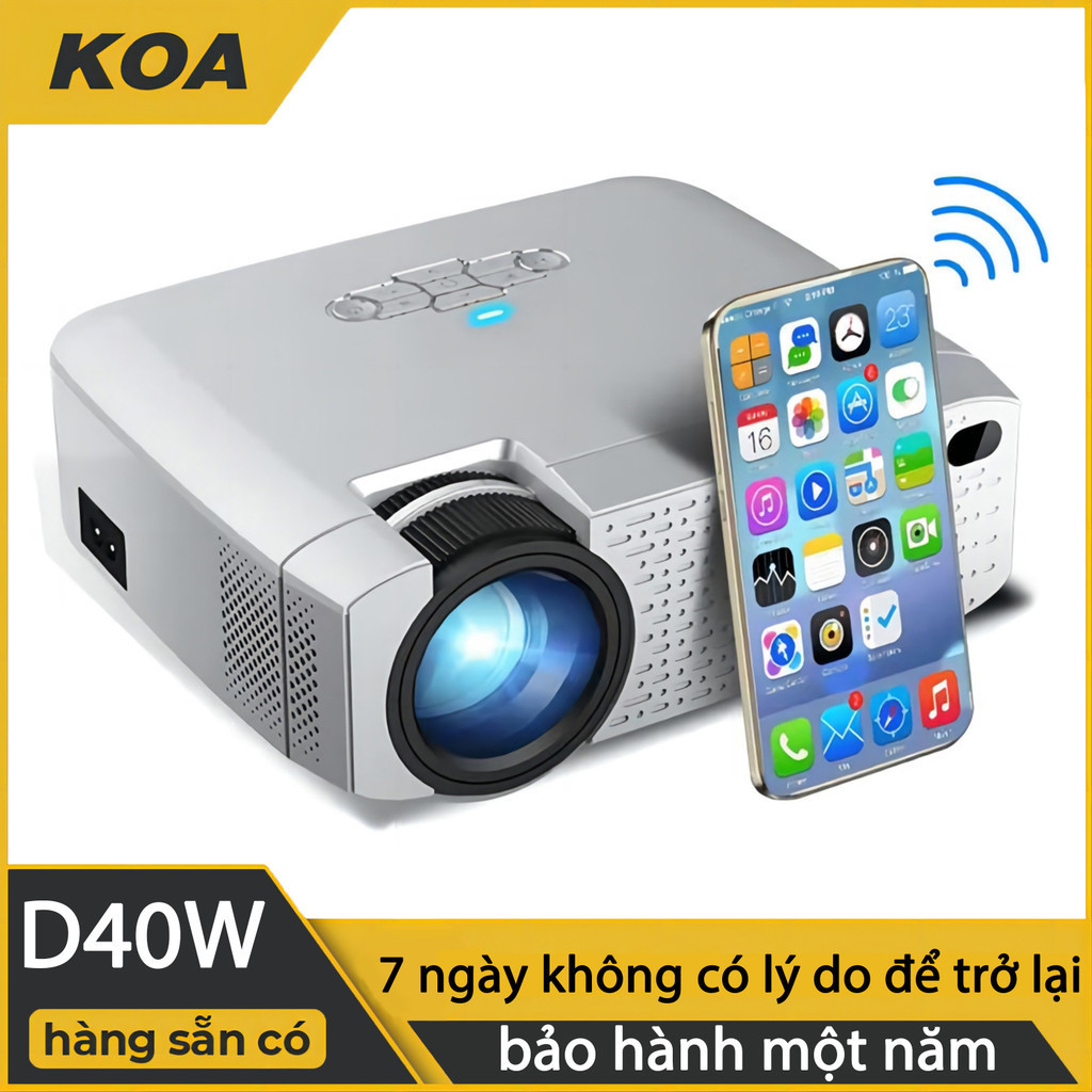 Máy chiếu D40W màn hình gương hiển thị đồng bộ máy chiếu kết nối với điện thoại thông minh Mhình gương LED chiếu phim 4K