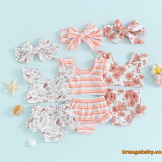 Oraby-toddler bé gái ba mảnh đồ bơi tay bay bikini bộ đồ đi biển tắm