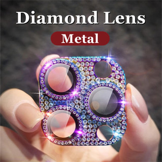 Kim Cương Bảo Vệ Ống Kính Máy Ảnh Cho IPhone 15 14 13 12 Pro Max Lấp Lánh Kim Loại Kim Loại Bảo Vệ Camera Cho IPhone 11 Pro Max 12 13 Mini 14 15 Plus