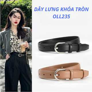 Thắt lưng nữ da đẹp phong cách Basic đơn giản dễ phối đồ ,dây nịt nữ mặt đồng tròn cài tiện lợi OLL235